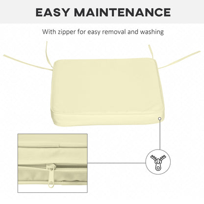 The chair cushion demonstrating the integrated zipper for easy cover removal and washing