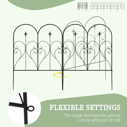 Diagram showing how to connect the black metal garden border panels together