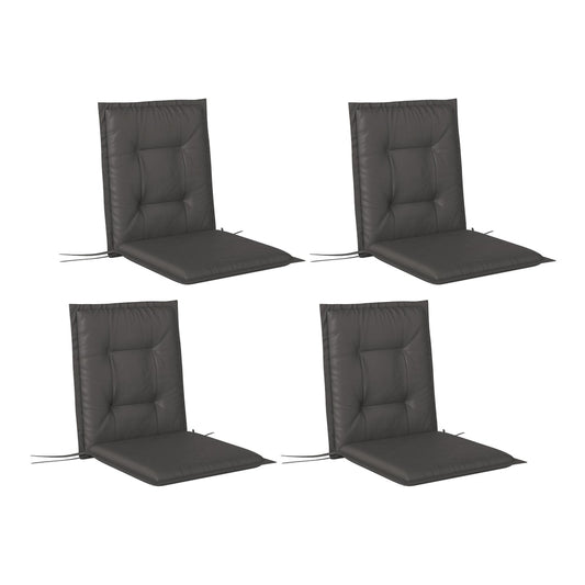 Outsunny Set of Four Padded Garden Seat Cushions in Charcoal Grey