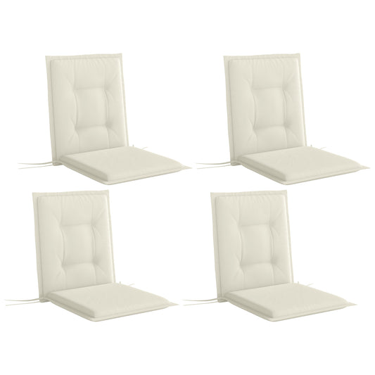 Outsunny Set of Four Padded Garden Seat Cushions in White