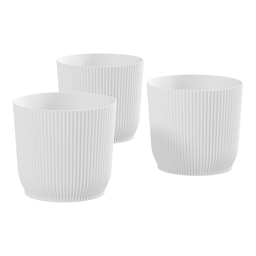 Outsunny Set of Three Ф22cm Planters in white, showing three planters of varying heights