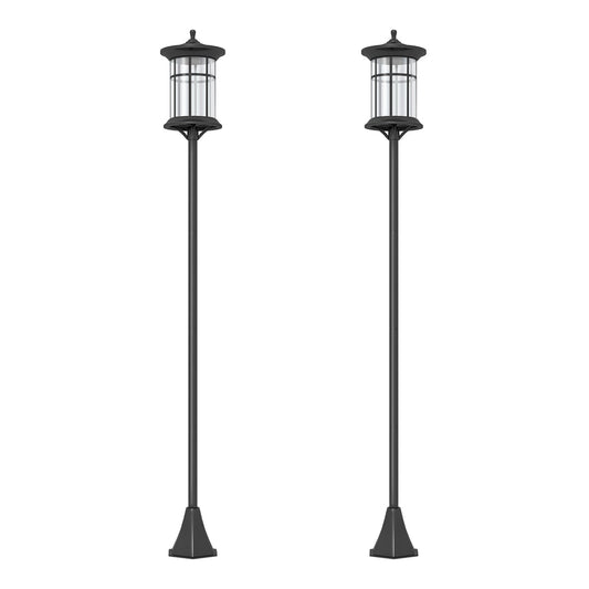 Outsunny Set of Two 1.8m Traditional Style Solar Lamp Posts standing side by side on a white background