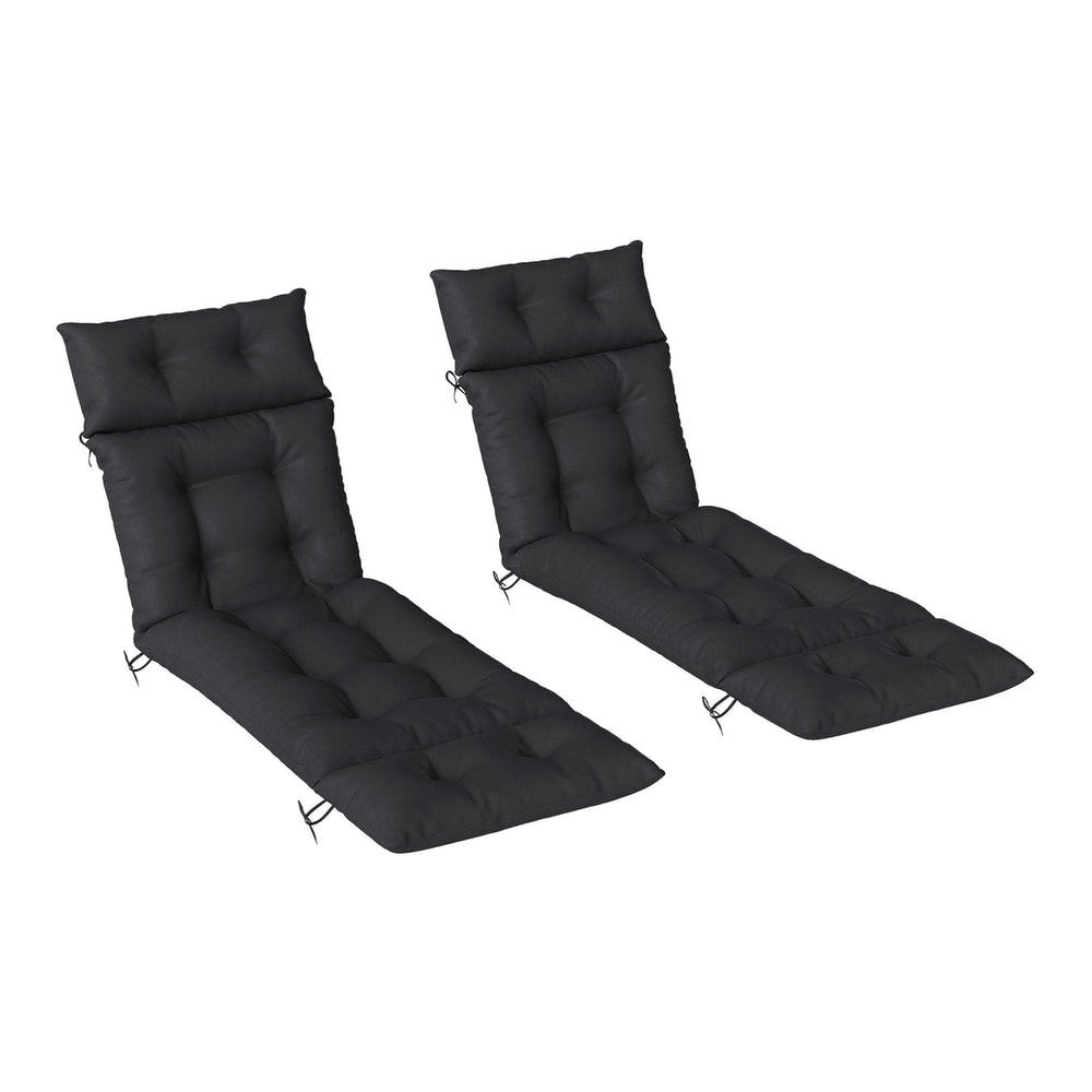 Outsunny Set of Two Sun Lounger Cushions in black with tufted detailing on a white background