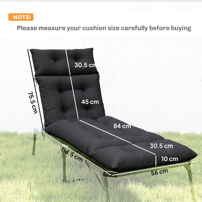 The sun lounger cushions shown with white dimension lines indicating the size of each section