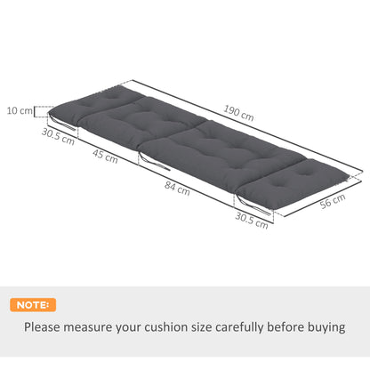 Diagram showing the dimensions of the dark grey sun lounger cushions