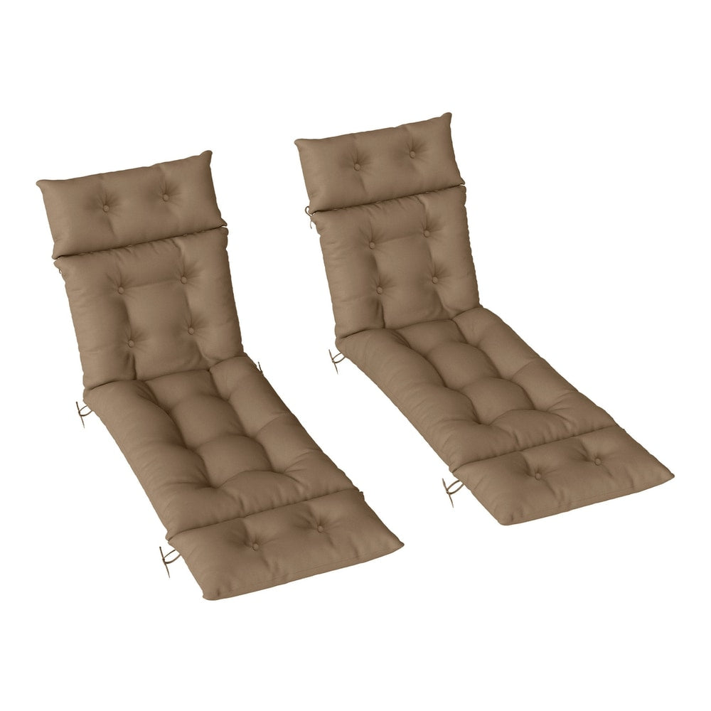 Outsunny Set of Two Sun Lounger Cushions in a khaki colour with tufted button detailing