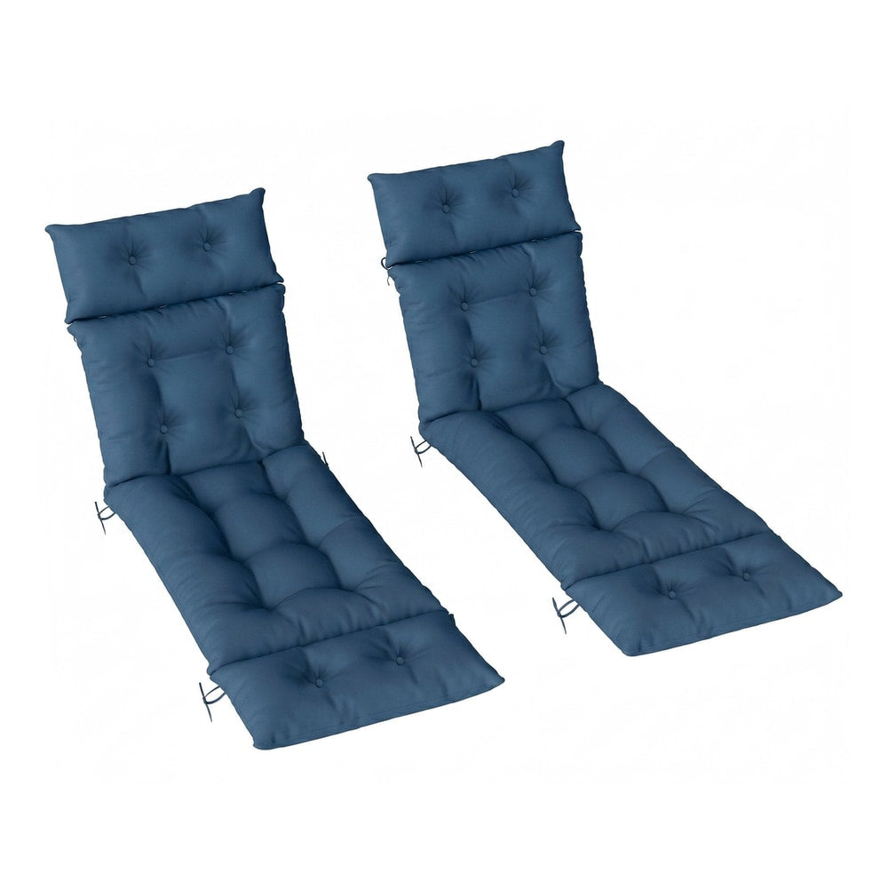 Outsunny Set of Two Sun Lounger Cushions in navy blue, showing two cushions side by side