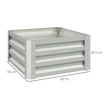 The square garden planter showing dimensions for height and width on a white background