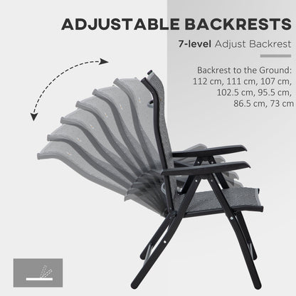 The garden chairs showing the seven different positions for the adjustable backrest