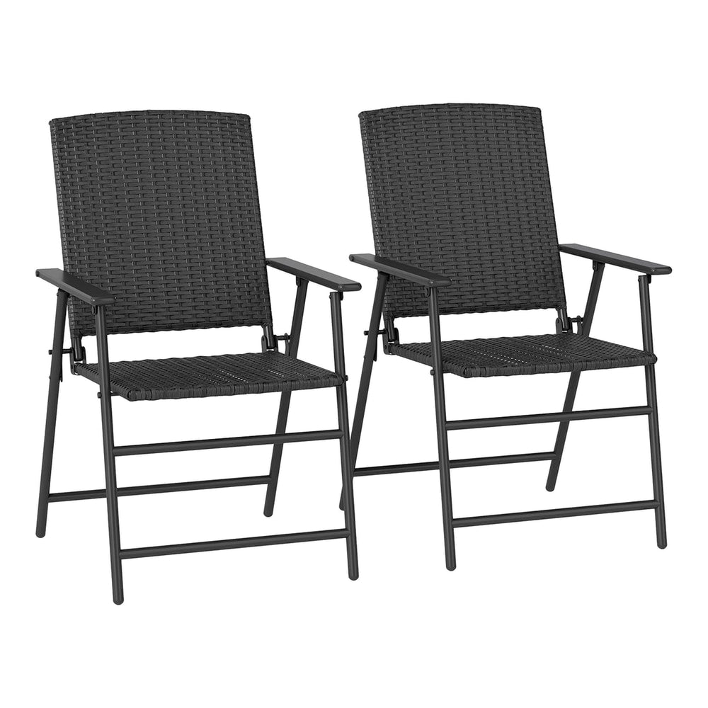 Outsunny Set of Two Folding Rattan Seat Chairs shown side by side against a plain white background