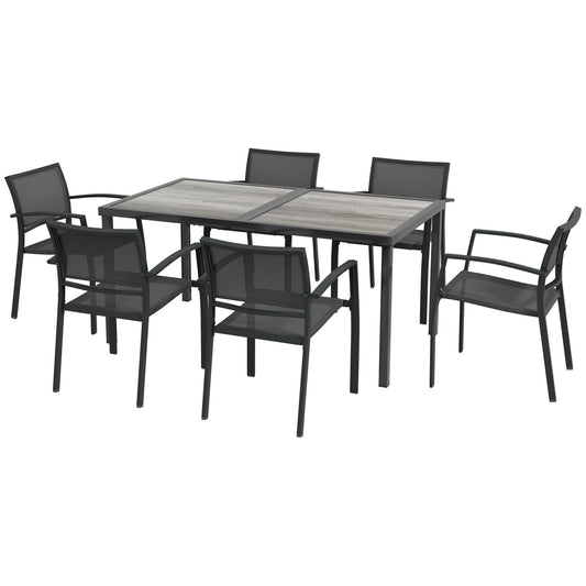 Outsunny Seven-Piece Casual Outdoor Dining Set in Grey
