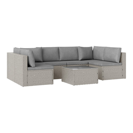 Outsunny Seven-Piece Modular Rattan Set in Grey
