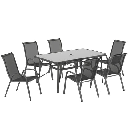 Outsunny Seven-Piece Outdoor Dining Set in Charcoal Grey