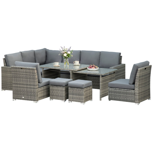 Outsunny Seven-Piece Rattan Garden Sofa Set in Grey