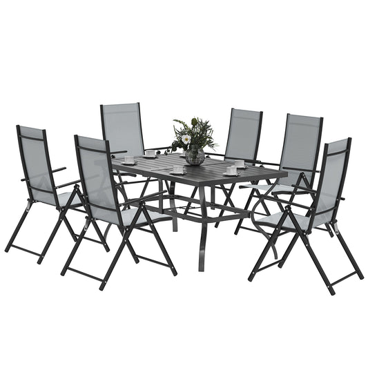Outsunny Seven-Piece Steel Outdoor Dining Set with six chairs and a table