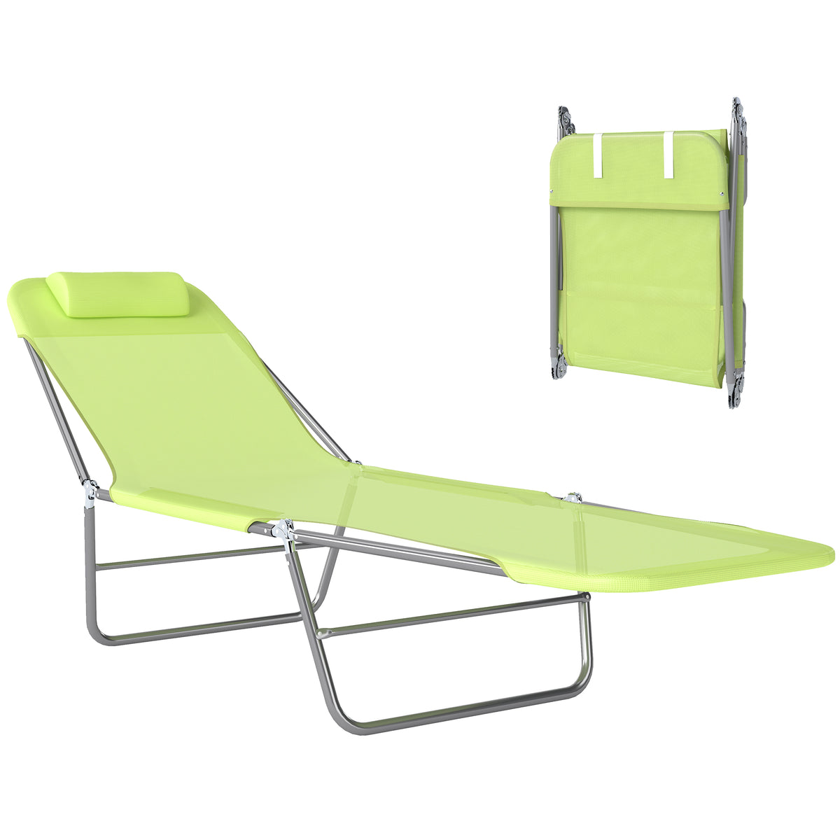 Outsunny Single Folding Sun Lounger in Green