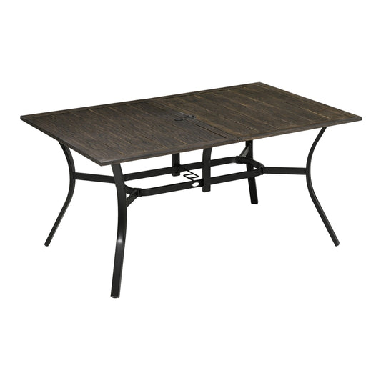 Outsunny Six-Seater Steel Garden Table in Brown