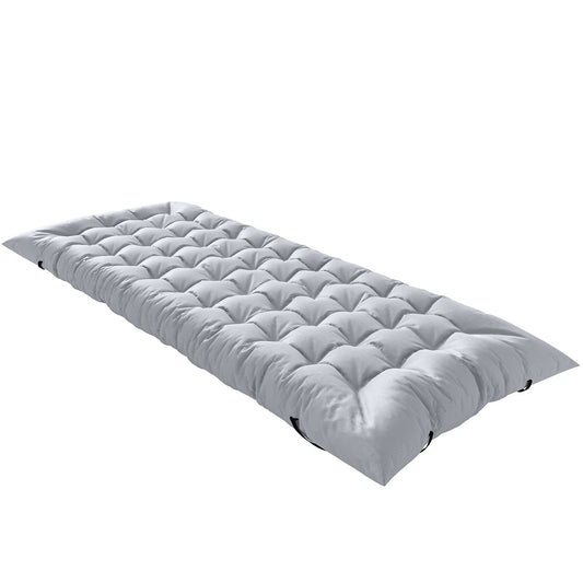 Outsunny Sleeping Mat, a light grey foldable camping mattress pad with elastic straps