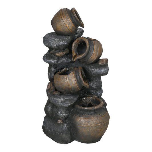 Outsunny Solar Powered Garden Water Feature with four cascading jars on rocks