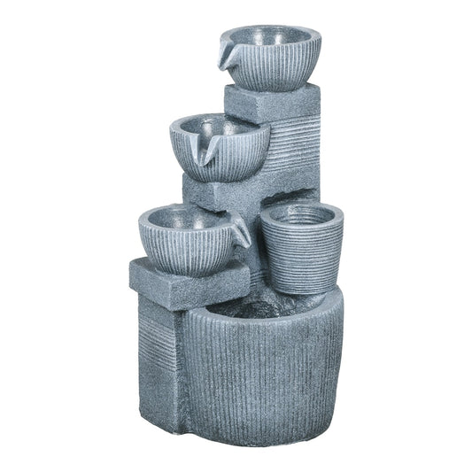 Outsunny Solar Powered Outdoor Water Fountain in Dark Grey