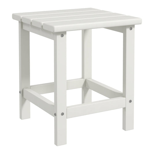 Outsunny Square Coffee Table, a white HDPE table with a slatted top and frame