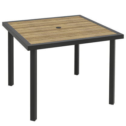 Outsunny Square Garden Dining Table with 5.4cm Parasol Hole in Brown