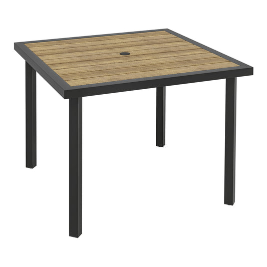Outsunny Square Garden Dining Table with 5.4cm Parasol Hole in Brown
