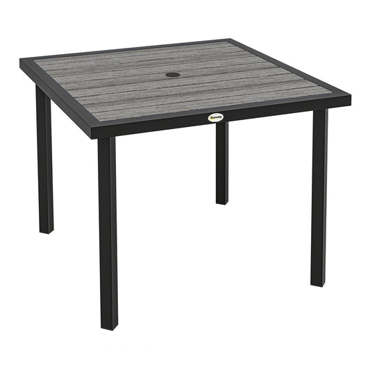 Outsunny Square Garden Dining Table with Parasol Hole in Light Grey