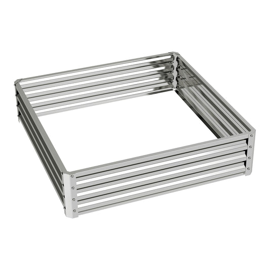 Outsunny Square Raised Garden Bed Box made of steel with horizontal slats