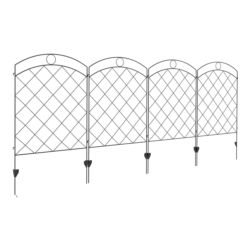 Outsunny Steel Decorative Outdoor Picket Fence Panels set of four black metal garden border fencing