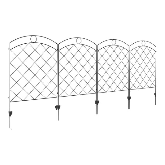 Outsunny Steel Decorative Outdoor Picket Fence Panels set of four black metal garden border fencing