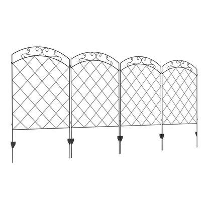 Outsunny Steel Decorative Swirls Outdoor Picket Fence Panels arranged in a straight line