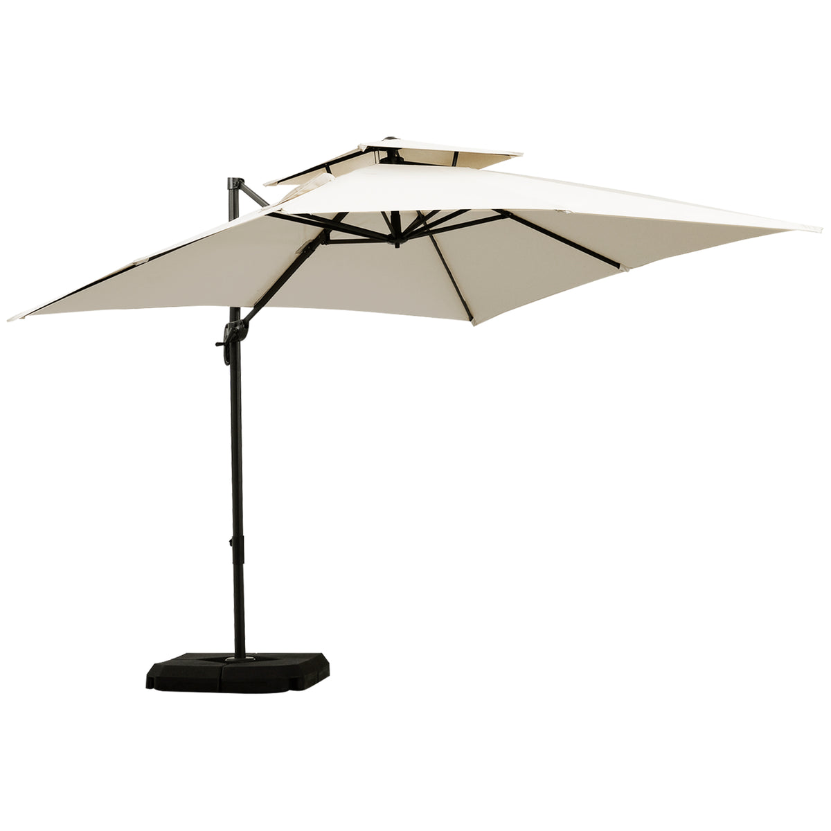 Outsunny Steel Frame Outdoor Roma Cantilever Umbrella in Beige