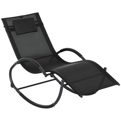 Outsunny Steel Frame Zero Gravity Rocking Chair in Black
