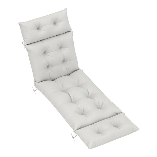 Outsunny Sun Lounger Cushions Only, a light grey padded cushion with ties