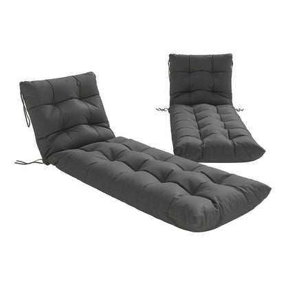 Outsunny Sun Lounger Cushions Only, a set of two dark grey padded garden lounge chair cushions with ties