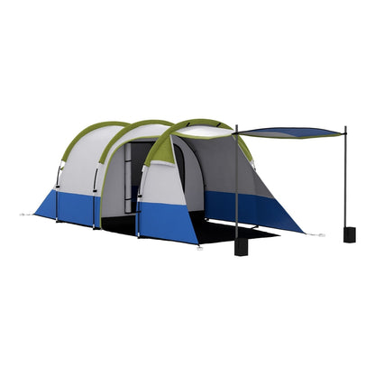 Outsunny Three Man Two-Room Tent, a spacious camping shelter with a porch area, set up against a white background