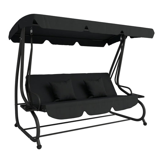 Outsunny Three-Person Garden Swing Chair in Black