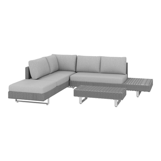 Outsunny Three-Piece Rattan Sofa Set with light grey cushions on a white background