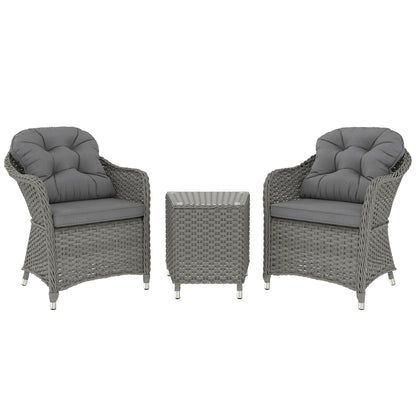 Outsunny Three-Piece Super Padded Rattan Set in Light Grey