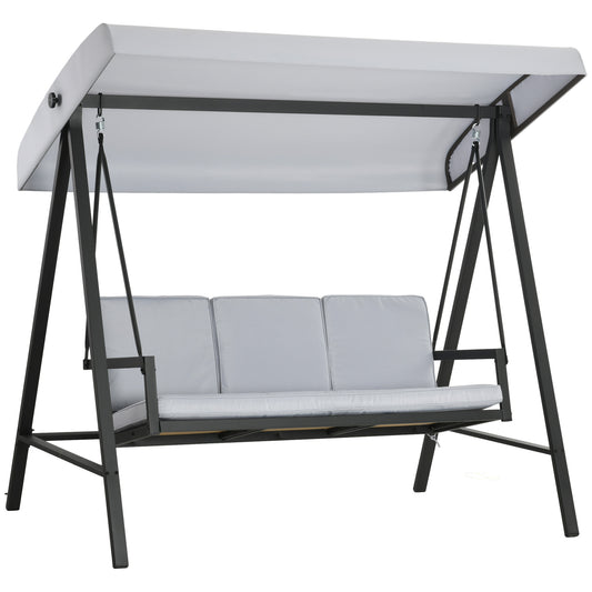 Outsunny Three-Seat Garden Swing Chair in Grey