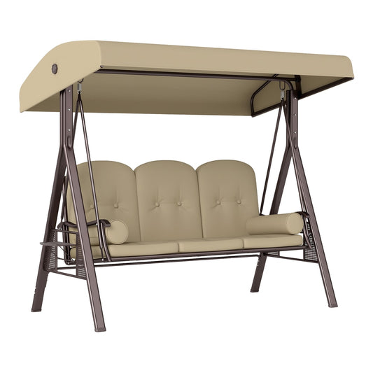 Outsunny Three-Seater Garden Swing Chair in Brown
