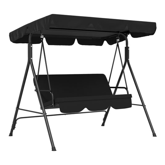 Outsunny Three-Seater Garden Swing Chair with black canopy and seat