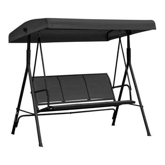 Outsunny Three-Seater Garden Swing Chair in Black