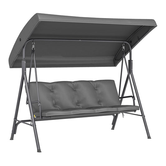 Outsunny Three-Seater Garden Swing Seat in Dark Grey