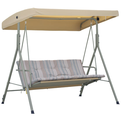 Outsunny Three-Seater Garden Swing Seat in Light Brown