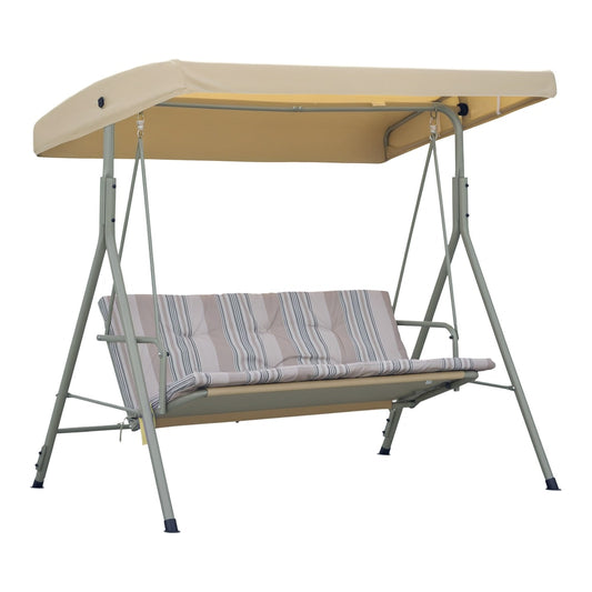 Outsunny Three-Seater Garden Swing Seat in Light Brown