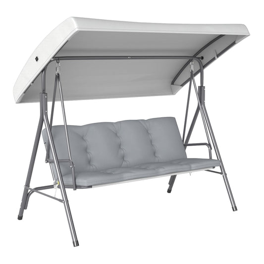 Outsunny Three-Seater Garden Swing Seat in Light Grey