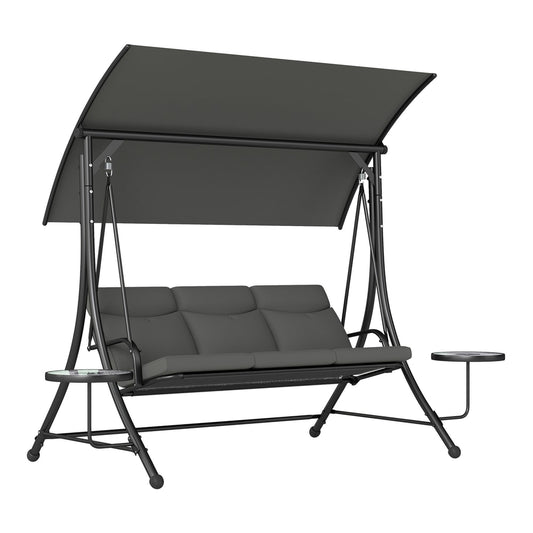 Outsunny Three-Seater Garden Swing in Dark Grey