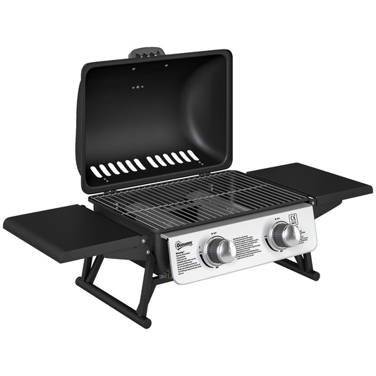 Outsunny Two-Burner Compact Gas Grill in Black